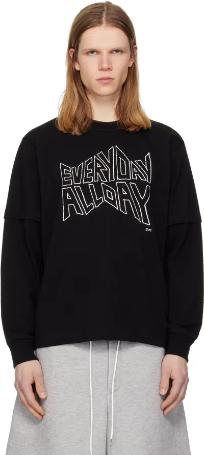 Sacai Black 'geoff ' Print L/s T-shirt