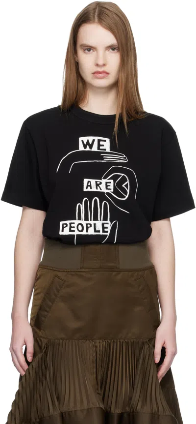 Sacai Black 'geoff ' Print T-shirt