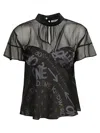 Sacai Black Graffiti Print Top In Black