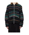 Sacai Black & Green Mesh Knit Cardigan In Black