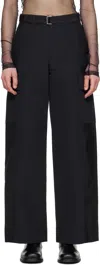 Sacai Black Grosgrain & Suiting Cargo Pants In 001 Black