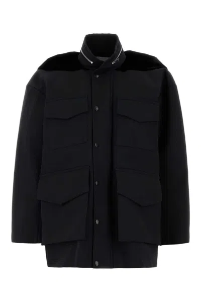 SACAI BLACK GROSGRAIN OVERSIZE JACKET