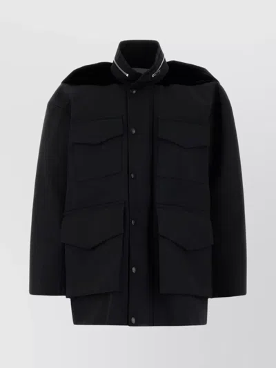 SACAI BLACK GROSGRAIN OVERSIZE JACKET