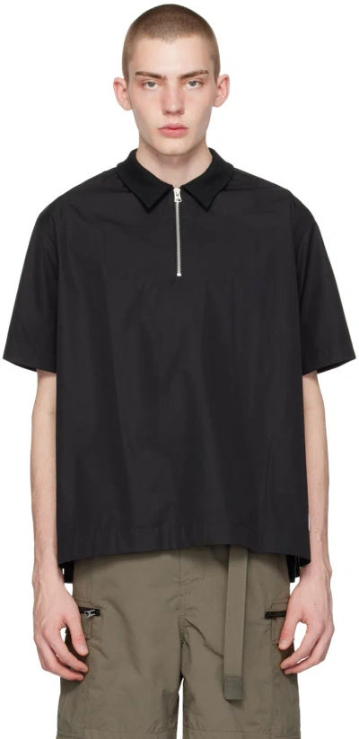 Sacai Black Half-zip Shirt In 001 Black