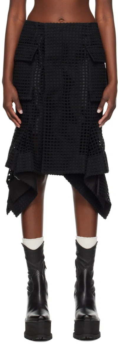 Sacai Black Handkerchief Midi Skirt In 001 Black