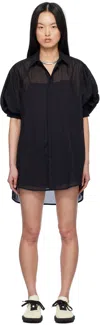 Sacai Black High Twist Voile & Nylon Twill Minidress In 001 Black