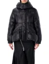 Sacai Black Hooded Short Padded Puffer Jacket In Black