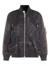 Sacai Black Jacket With Ruffled Hem And Adjustable Drawstring Waist In Gray