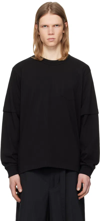 Sacai Black 'james Dean' L/s T-shirt In 001 Black