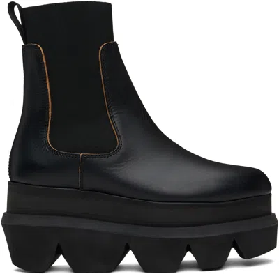 SACAI BLACK LEATHER CHELSEA BOOTS