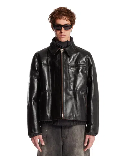 Sacai Zip-fastening Leather Jacket In Black