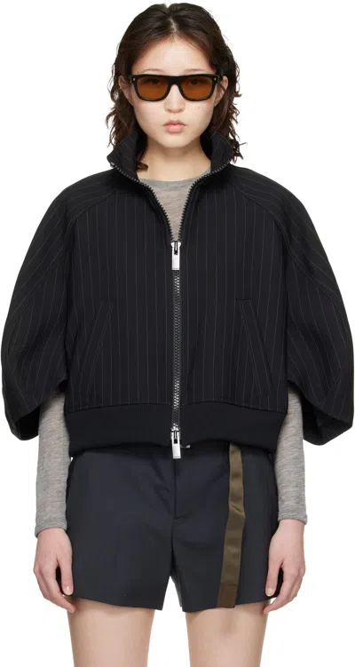 Sacai Black Matelasse Twill Bomber Jacket
