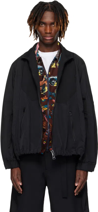 Sacai Black Matelasse Twill Mix Jacket In 001 Black