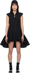 Sacai Black Matelasse Twill Mix Minidress In 001 Black