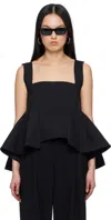 Sacai Black Matelasse Twill Mix Pullover Tank Top In 001 Black