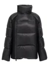 Sacai Womens Black Funnel-neck Contrast-panels Regular-fit Shell Coat In Black
