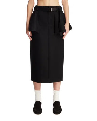 Sacai Black Melton Midi Skirt