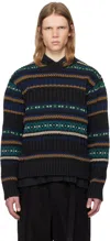 Sacai Open-knit Polyester Sweater. In 001 Black