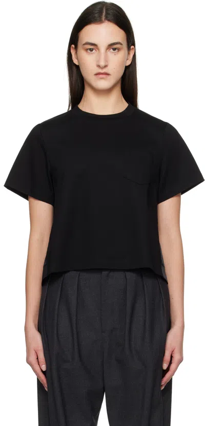 Sacai Black Mix Cotton Jersey T-shirt In 001 Black