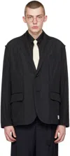 Sacai Black Notched Lapel Blazer In 001 Black
