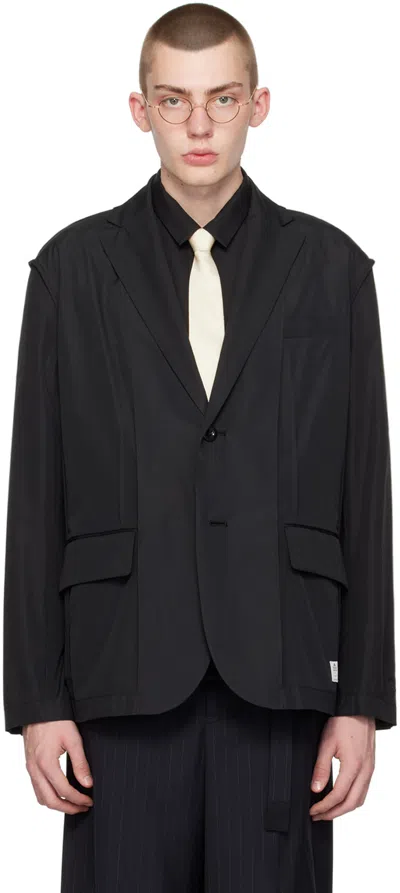 Sacai Black Notched Lapel Blazer In 001 Black