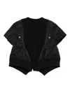 Sacai Black Nylon And Cotton Twill T-shirt In Black