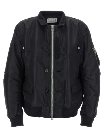 Sacai Nylon Bomber Jacket In Black | ModeSens