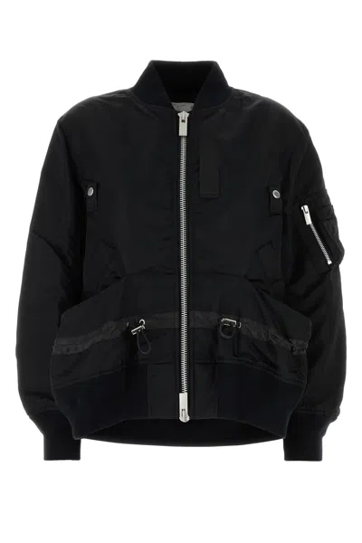 Sacai Black Nylon Bomber Jacket