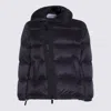 Sacai Black Nylon Down Jacket In Blue