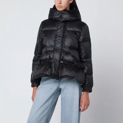 SACAI BLACK NYLON DOWN JACKET WITH DRAWSTRING