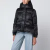 Sacai Black Nylon Down Jacket With Drawstring In Multi