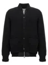 Sacai Cardigan Ribbed Texture Nylon Insert In Black