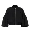 Sacai Womens Black Relaxed-fit Round-neck Shell Jacket In Black