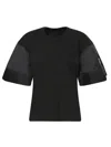 SACAI BLACK NYLON JERSEY T-SHIRT