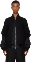 SACAI BLACK NYLON KNIT CARDIGAN