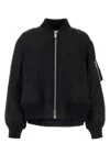 Sacai Womens Black Relaxed-fit Round-neck Shell Jacket In Black