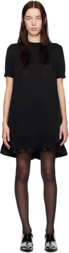 Sacai Black Nylon Twill & Knit Minidress In 001 Black