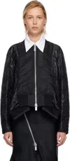 Sacai Black Nylon Twill Blouson Bomber Jacket In Black