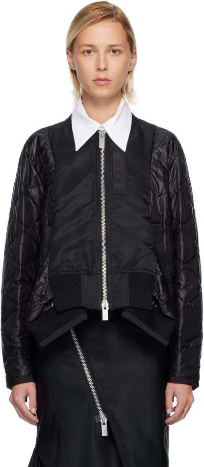 Sacai Black Nylon Twill Blouson Bomber Jacket