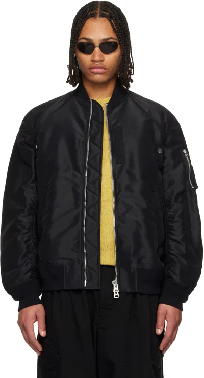 Sacai Black Nylon Twill Blouson Bomber Jacket