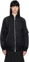 Sacai Black Nylon Twill Bomber Jacket In 001 Black