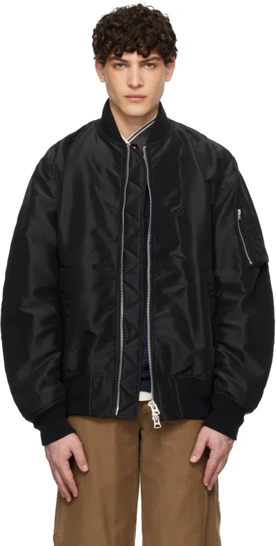 Sacai Black Nylon Twill Bomber Jacket In 001 Black