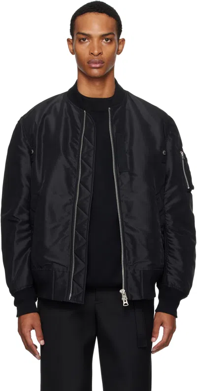Sacai Black Nylon Twill Bomber Jacket
