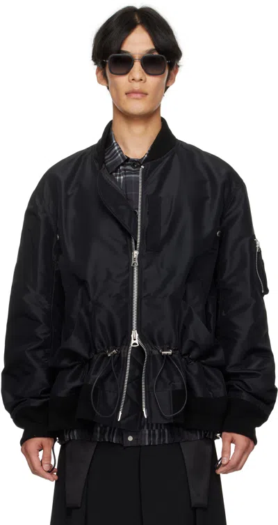 Sacai Black Nylon Twill Bomber Jacket