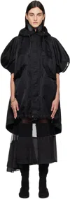 Sacai Black Nylon Twill Hooded Vest Coat In 001 Black