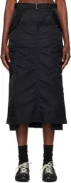 Sacai Black Nylon Twill Midi Skirt In 001 Black