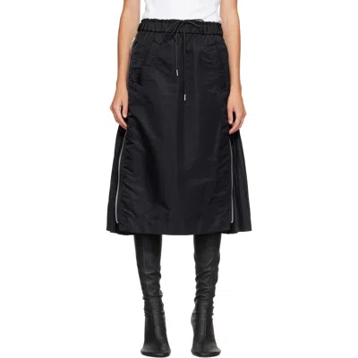 Sacai Black Nylon Twill Midi Skirt