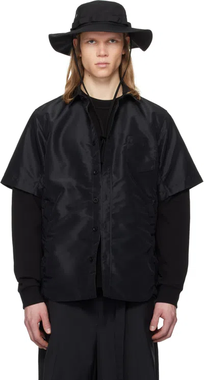 Sacai Black Nylon Twill Shirt In 001 Black