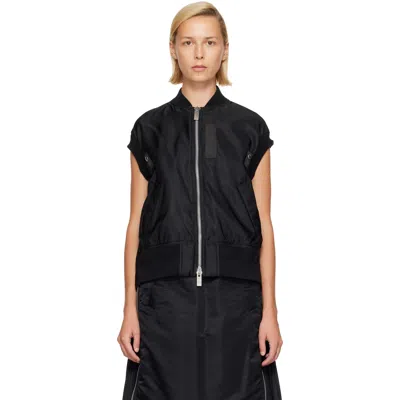 Sacai Black Nylon Twill Vest In 001 Black