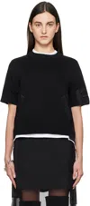 Sacai Black Nylon Twill X Knit Sweater In 001 Black